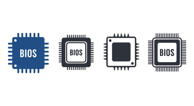 BIOS Chip Line art flat abstract color vector