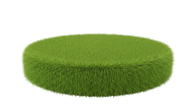 A fuzzy green ottoman isolated on transparent background
