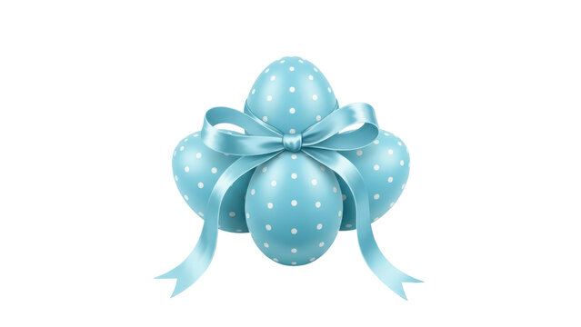 A light blue polka dot easter egg isolated on transparent background