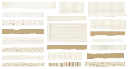 Collection of various textured rectangular strips in shades of beige and brown.