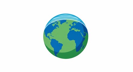 Fototapeta premium Colorful Graphic Illustration of Earth with Blue and Green Sections on White Background for Environmental and Educational Use