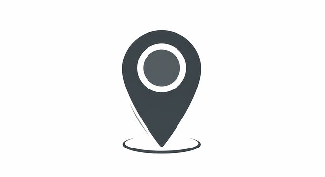 Minimalistic black location pin icon on white background representing navigation and geolocation for maps and digital apps design