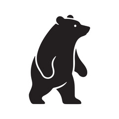 Fototapeta premium Minimalist stylized walking bear silhouette vector logo icon 