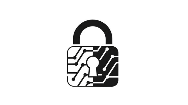 
Digital Padlock with Circuit Board Pattern Icon on White Background for Cyber Security and Data Protection Concept Use