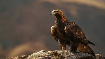 Fototapeta premium Majestic Golden Eagle Perched High A Symbol of Wild Beauty and Untamed Natural Power