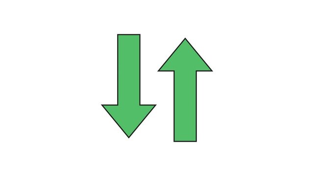 Green up and down arrows symbolizing balance and contrast