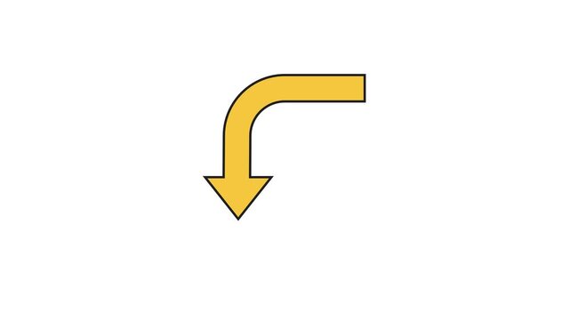 Modern yellow arrow pointing down and to the right in sleek design