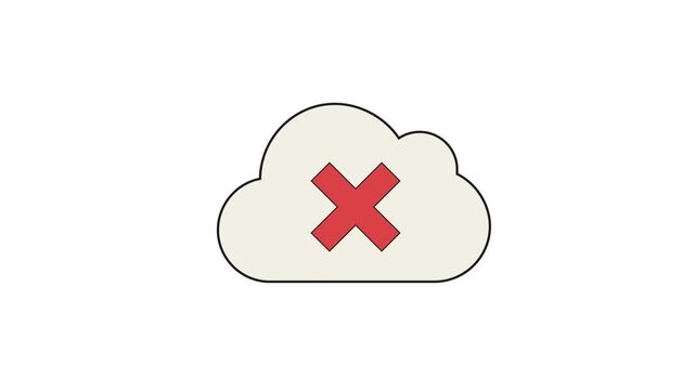 Cloud icon with red cross symbolizing error or failure