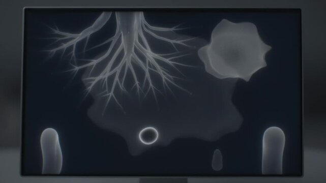 Medical Lung X-Ray Scan Displayed on Monitor for Diagnosis and Research