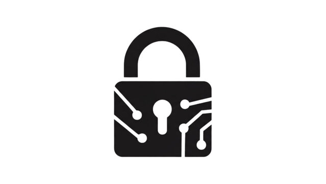 
Digital Padlock with Circuit Board Pattern Icon on White Background for Cyber Security and Data Protection Concept Use