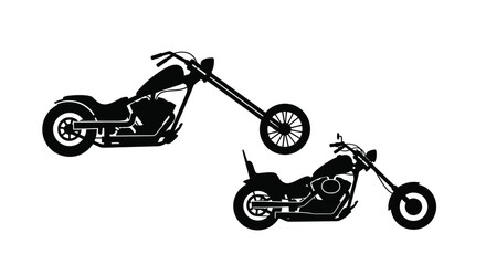 Two chopper motorcycles presented as a striking black silhouette © momotaj