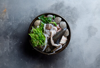 Octopus soup in a pot