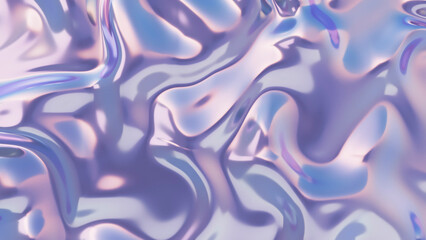 Fototapeta premium Abstract Iridescent Holographic Liquid Metal Texture - 4K 3D Fluid Background