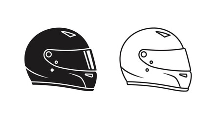 Fototapeta premium Two helmets design, black and white racing helmets, motorcycle helmets, sports equipment Vector