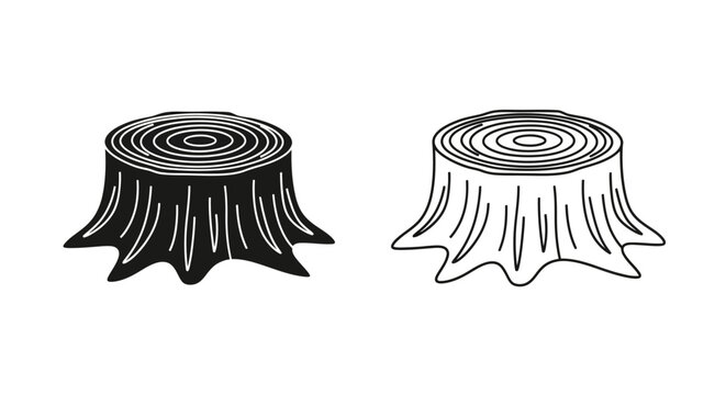 Two stumps illustration, stump drawing, tree stump sketch, stump art, stump design, stump Vector