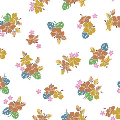 Beautiful tropical flowers seamless pattern,
