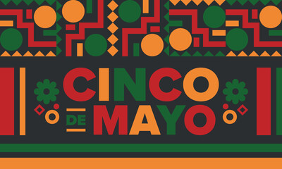 Obraz premium Cinco de Mayo in Mexico. Traditional mexican fiesta in May. National happy holiday with carnival, festival and parade. Latin american and spanish pattern. Illustration with sombrero. Vector poster