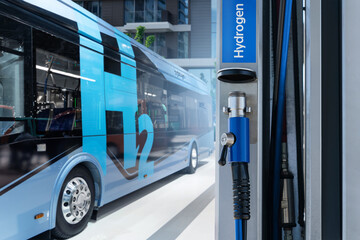 Hydrogen gas station and bus. Clean mobility concept © scharfsinn86