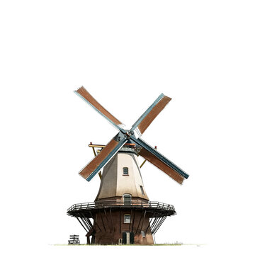 Traditional Dutch Windmill Isolated on Black Keywords: windmill, dutch windmill, traditional isolated on a transparent background