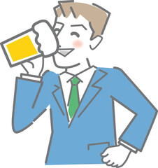 ビールを飲むサラリーマンのイラスト素材
