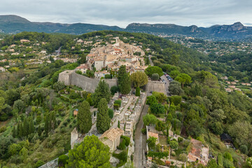 Aerial View of Saint-Paul-de-Vence Medieval Village Architecture