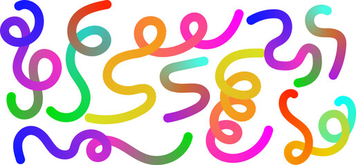 Obraz premium Gradient colorful curvy snake like shapes - twisted lines, loops, swirls form abstract pattern. Flowing wavy liquid organic backdrop illustration decorative texture.
