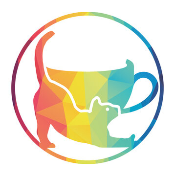 cat cafe logo design template