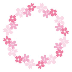 小さな桜の花たちに囲まれたピンク色のグラデーション桜フレーム