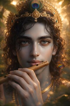 Mythology Inspired Flute Player Portrait &ndash; Traditional Cultural Concept Art