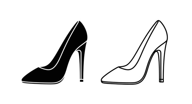 Elegant high heel shoes, stilettos, fashionable footwear, black and white heels Vector