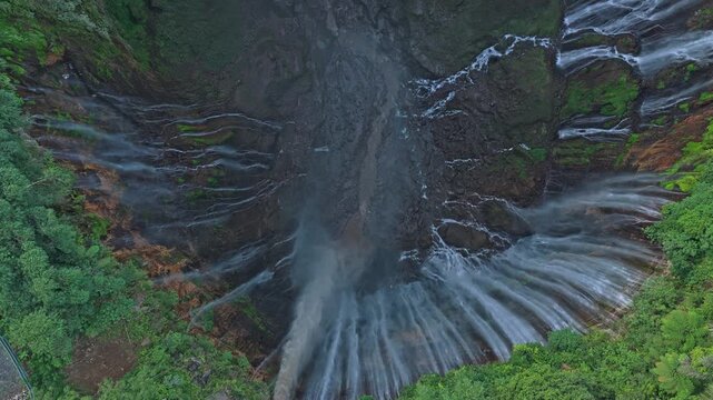 Tumpak sewu waterfall aerial top down view