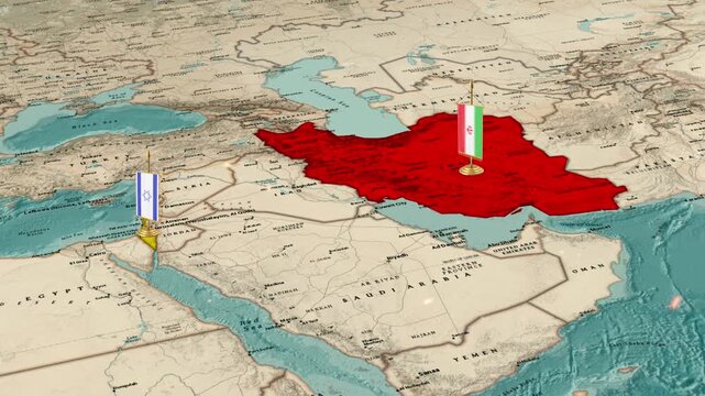 Strategic Middle East Map Highlighting Iran And Israel Representing Regional Geopolitical Conflict