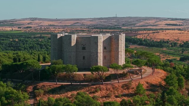 Aerial View of Castel del Monte Medieval Castle in Italy
