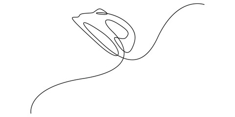 Continuous line drawing of a electric iron, Minimalist line art electric iron vector design 