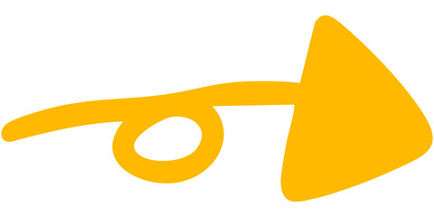 Vector illustration of Filled single-line hand-drawn arrow 12 (yellow)