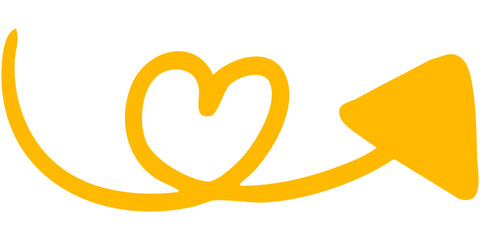 Vector illustration of Filled single-line hand-drawn arrow 13 (yellow)