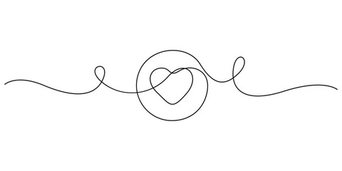 Minimalist continuous line art illustration a heart shape in a circle vector design 