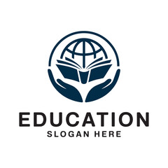 Hands holding an open book with globe symbolizing global education