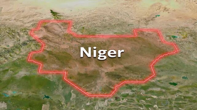 Satellite map highlighting Niger country outline in Africa