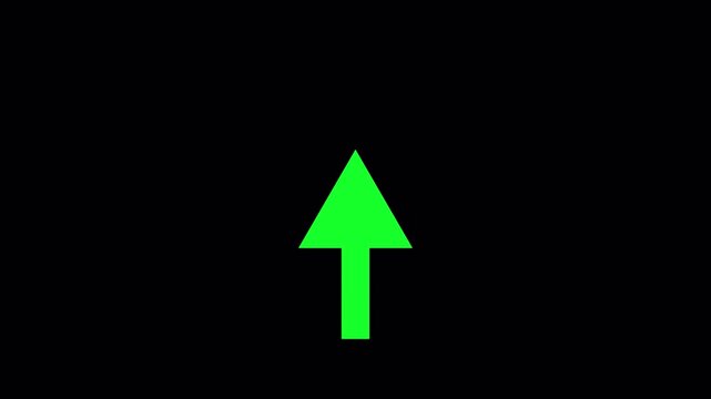 Business up arrow animation , arrow up and down animation. green  arrow pointing up with , upward arrow, arrow click, simple arrow, in transparent background in 4K animation with alpha channel 