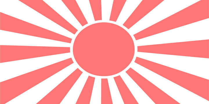 Vintage red sun rays pattern featuring a grunge texture in a round vector illustration design inspired by the Japanese flag for an abstract retro wallpaper