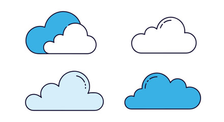 Cartoon Cloud Line clean color vector
