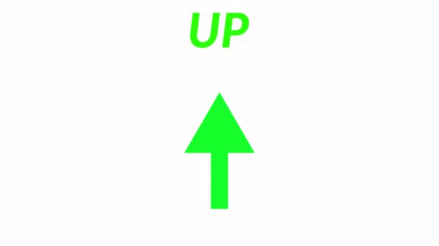 Business up arrow animation , arrow up and down animation. green  arrow pointing up with , upward arrow, arrow click, simple arrow, in transparent background in 4K animation with alpha channel 