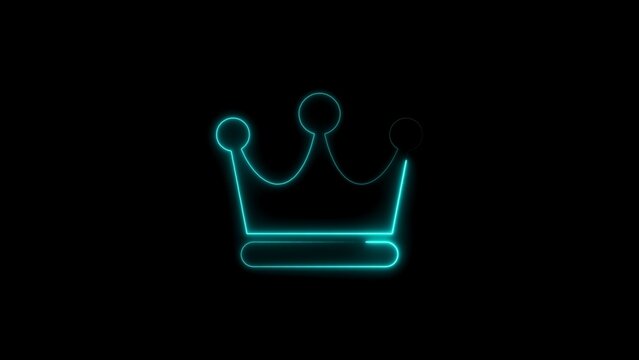 Neon blue crown on black background