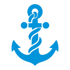 Blue Anchor Symbol with Rope Design.