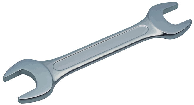 Adjustable chrome spanner tool and metal steel wrench equipment isolated on white background for mechanic repair and industrial construction work