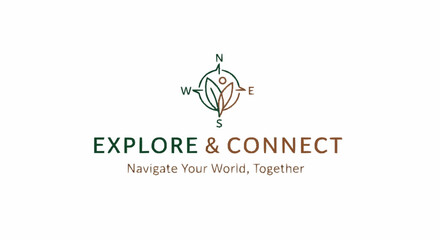 Fototapeta premium Compass Logo with Explore Connect Text.