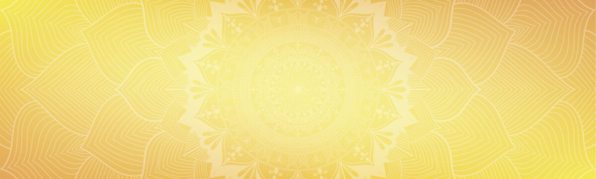 Round mandala on dreamy peach fuzz gradient background. Translucent mesh pattern in the form of a mandala. Mandala with floral patterns. Gradient background with round mandala, New Pattern gradient. M