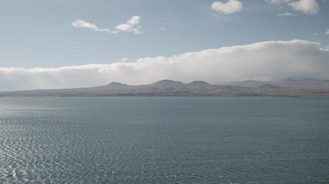 Slow motion handheld footage of lake Sevan in Armenia windy autumn season