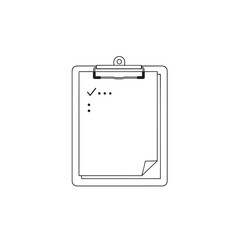 Minimal clipboard icon with paper sheet depicting a simple checklist and notes for design resources.